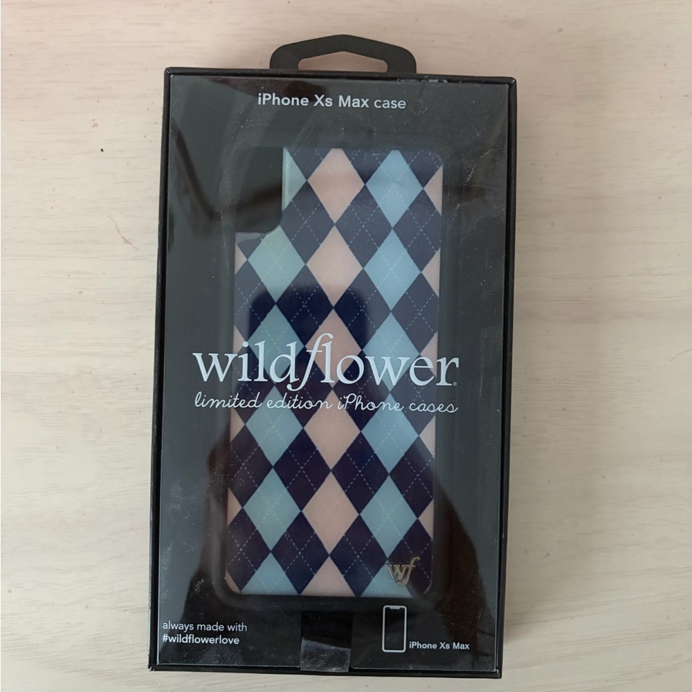 Wildflowers Argyle iPhone Xs Max Case - Navy and Light Pink